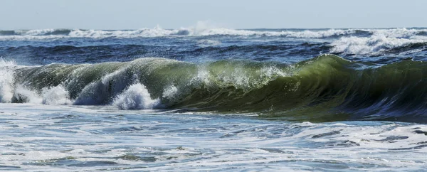 Oceano Atlântico Muito Áspero Azul Largo Costa Long Island New — Fotografia de Stock