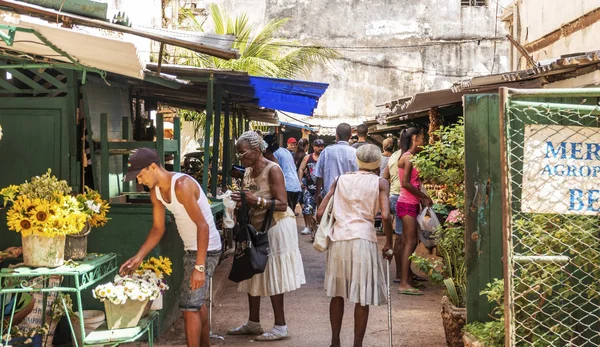 Havana Cuba Juli 2018 Mensen Winkelen Bij Een Markt Voor — Stockfoto