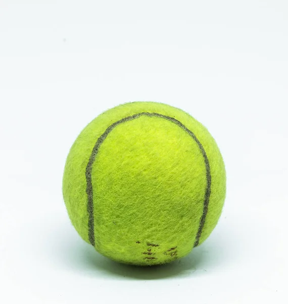 Une Seule Balle Tennis Verte Avec Fond Blanc — Photo