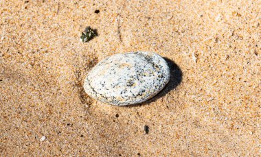 Montauk Sahili, Long Island, New York 'taki kumsaldaki bir kayanın tepesinden..