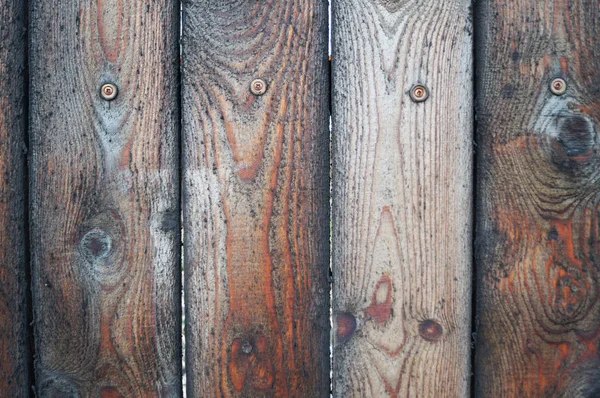 Houten Plankjes Met Nagel Caps Contrast Ongewone Achtergrond — Stockfoto