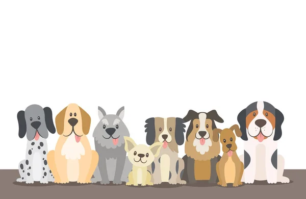 Стадо Собак Фоновые Иллюстрации Редактируемым Пустое Пространство Спутниковые Собаки Переднем — стоковый вектор