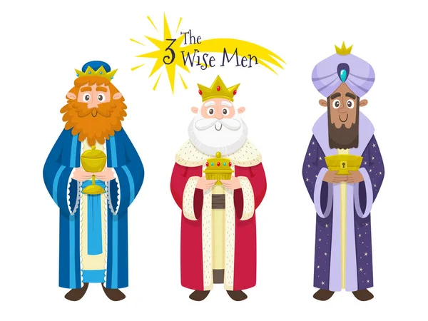 Three Kings Orient Spain Character Design Isolated White Background Vector — Stock Vector