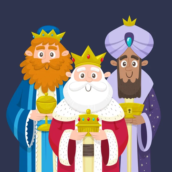 Három Királyok Három Bölcs Portré Melchior Gaspard Hozza Ajándékot Jézus — Stock Vector