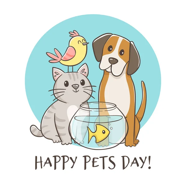 Cartão feliz dia animal de estimação — Vetor de Stock