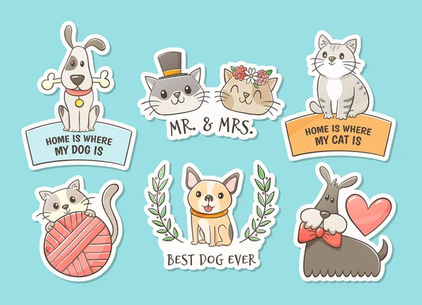 Collection d'autocollants pour chat et chien — Image vectorielle