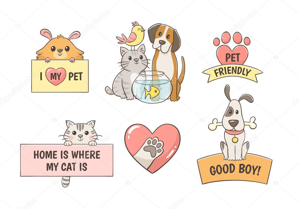 Pet label collection with quotes