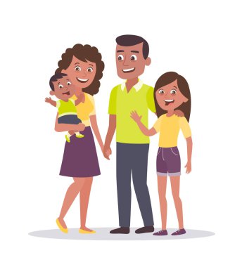 Family portrait vector illustration. Father, mother, a girl and  clipart