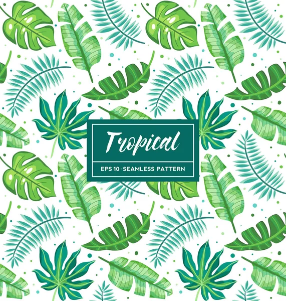 Tropical Palm Leaves Seamless Pattern — Stock Vector