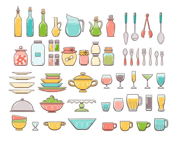 Hand drawn kitchen household — Stock Vector