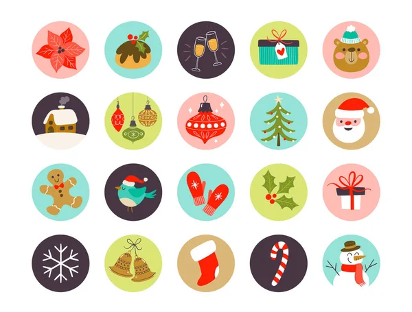 Collection Christmas Highlight Cover Icons Perfect Adding Social Media Posts — Stock Vector