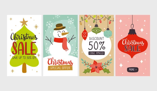 Sammlung Von Vertikalen Bannern Für Den Weihnachtsverkauf Perfekt Für Posts — Stockvektor