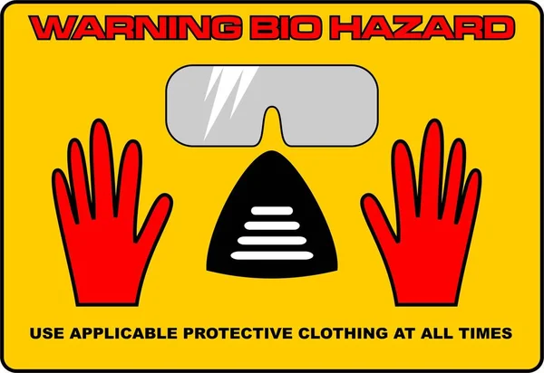 Renkli Biyolojik Tehlike afişi gerekli güvenlik ekipmanlarını gösteriyor