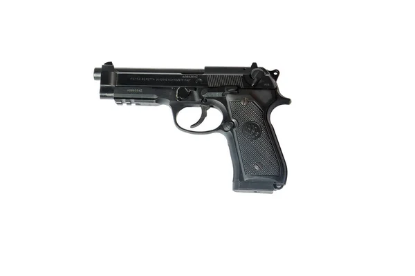 Uma Pistola Beretta Isolada Sobre Fundo Branco — Fotografia de Stock