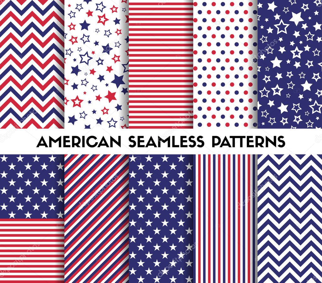 Big set of american style vector seamless patterns