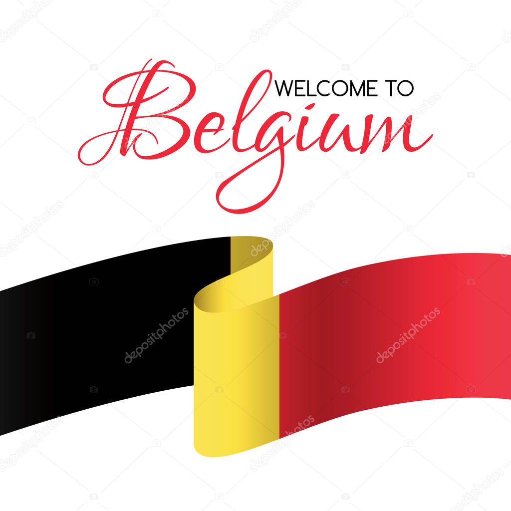 Welcome to Belgium. Vector card with national flag of Belgium