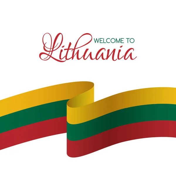 Welcome to Lithuania. Vector card with national flag of Lithuania — Stock Vector