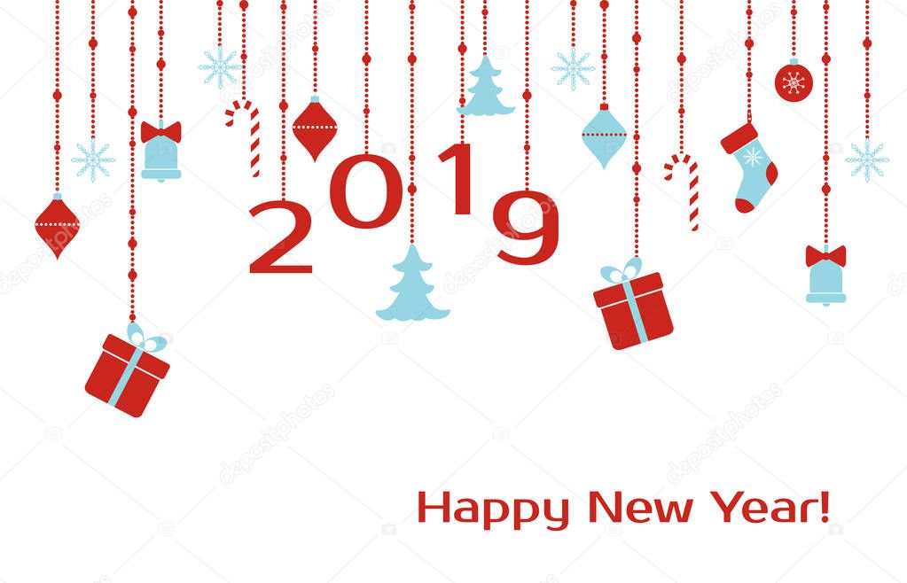 Happy new year 2019. Vector greeting card