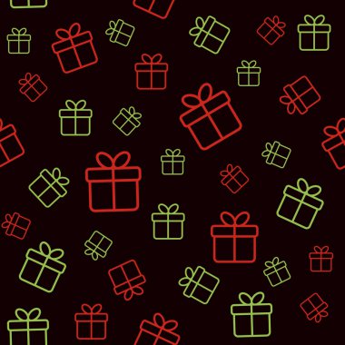 Noel seamless modeli. Hediye kutuları ile vektör arka plan