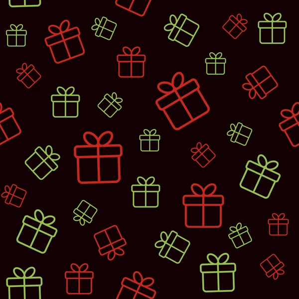 Patrón sin costuras de Navidad. Fondo vectorial con cajas de regalo — Vector de stock