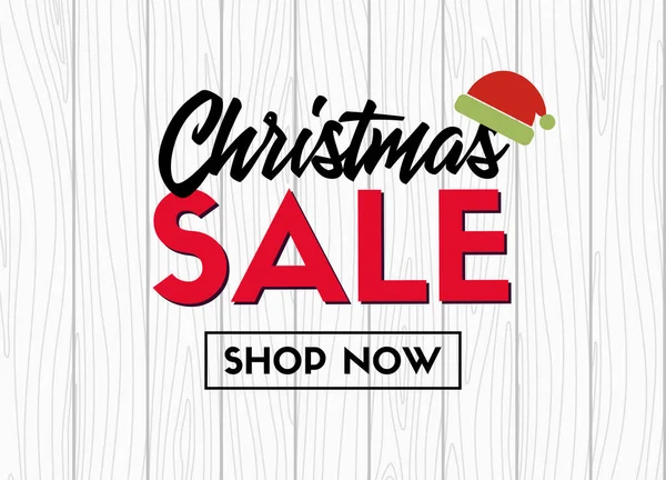 Natale vendita modello banner vettoriale su sfondo di legno — Vettoriale Stock