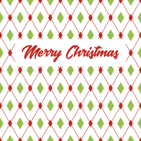 Frohe Weihnachten Grußkarte mit Rautenmuster — Stockvektor