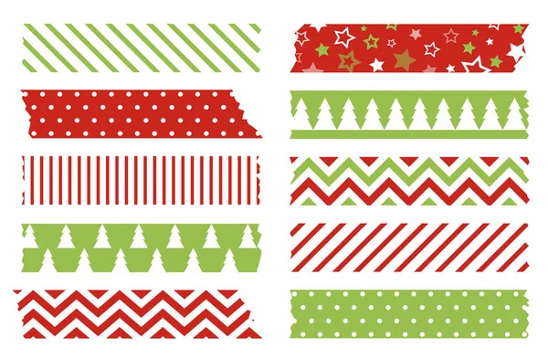 Navidad washi cintas vector conjunto. Líneas escocesas de colores — Vector de stock