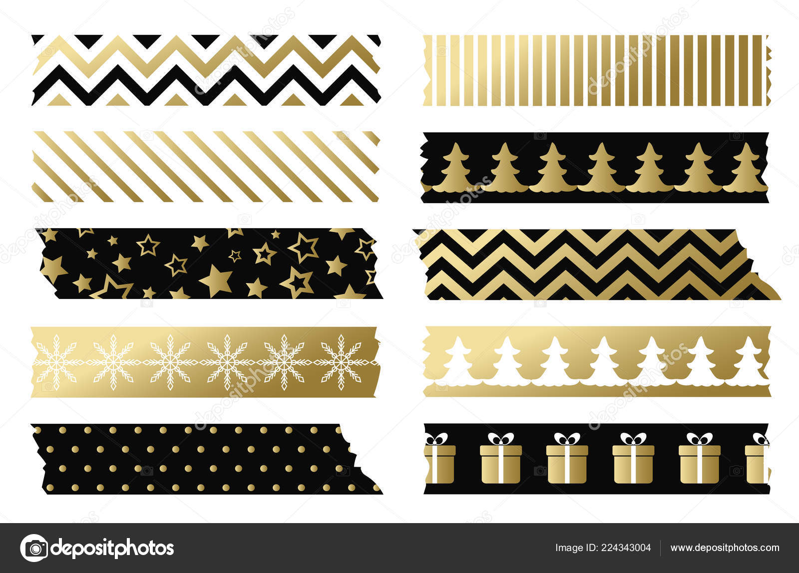 Christmas washi tape pieces set Royalty Free Vector Image