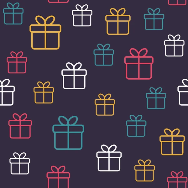 Seamless festive pattern with gift boxes. Vector minimal background — Stock Vector