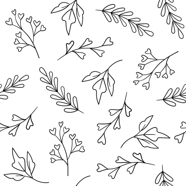 Векторний квітковий безшовний візерунок з намальованими вручну рослинами — стоковий вектор