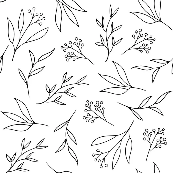 Motif floral vectoriel sans couture avec des herbes dessinées à la main . — Image vectorielle