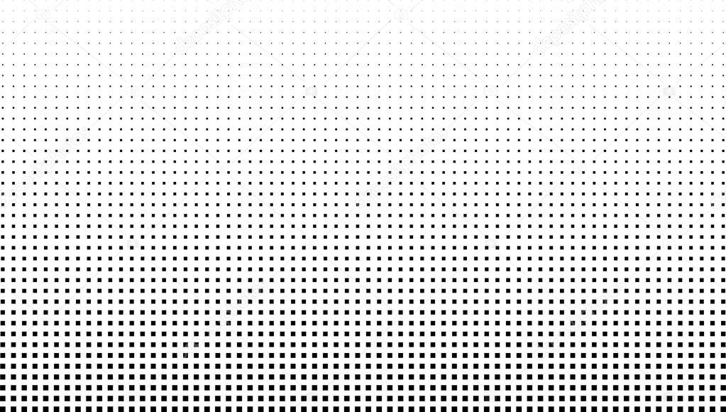 Vector halftone effect background. Monochrome square dots