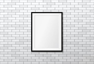 Tuğla duvarda modern çerçeve. Vektör alay. Loft iç