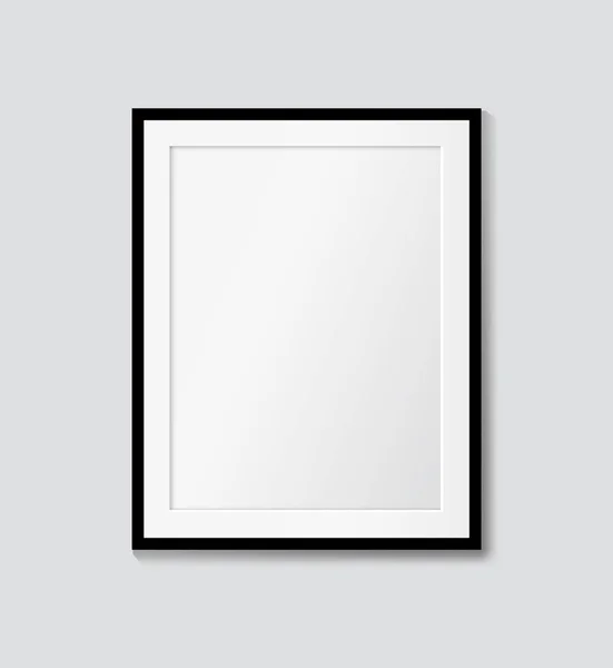 Black frame with passepartout on the wall. Vector mock up — Stock Vector