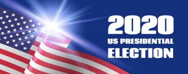 2020 US Presidential Election banner. Vector template with USA flag clipart