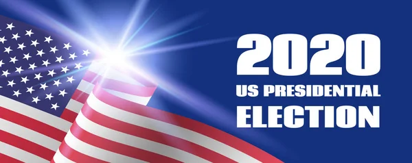 2020 Amerikaanse presidentsverkiezingen banner. Vector sjabloon met USA vlag — Stockvector