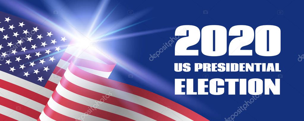 2020 US Presidential Election banner. Vector template with USA flag