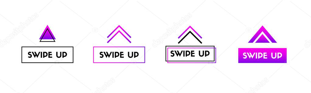 Swipe up icons. Vector set of buttons for social media applications