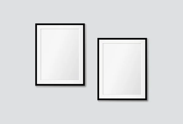 Vector modern frames on a white wall. Galery mock up — Stock Vector