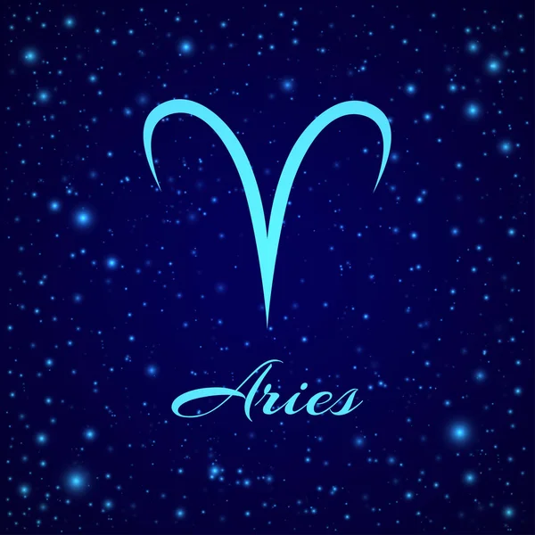 Aries. Signo del zodíaco vectorial en un cielo nocturno — Vector de stock