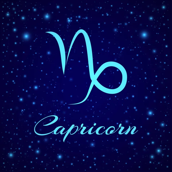 Capricorn. Vector zodiac sign on a night sky — Stock Vector