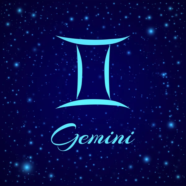 Gemini. Vector zodiac sign on a night sky — Stock Vector