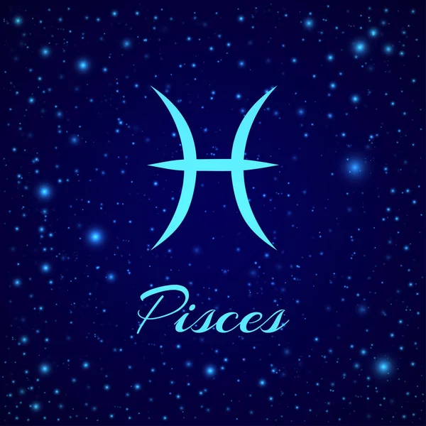 Pisces. Vector zodiac sign on a night sky — Stock Vector