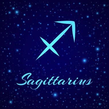 Yay. Bir gece gökyüzünde vektör burcu