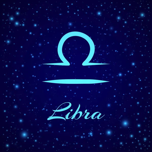 Libra. Vector zodiac sign on a night sky — Stock Vector