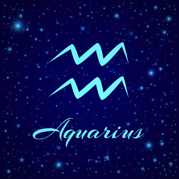 Aquarius. Vector zodiac sign on a night sky — Stock Vector