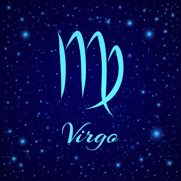 Virgo. Vector zodiac sign on a night sky — Stock Vector