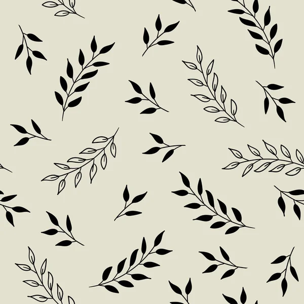 Modèle vectoriel sans couture avec des feuilles. Tissu imprimé fond monochrome — Image vectorielle