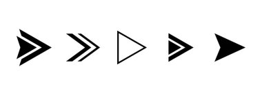 Siyah okların vektör kümesi. Doğru yön işaretçileri. Uygulama için yalıtılmış simgeler