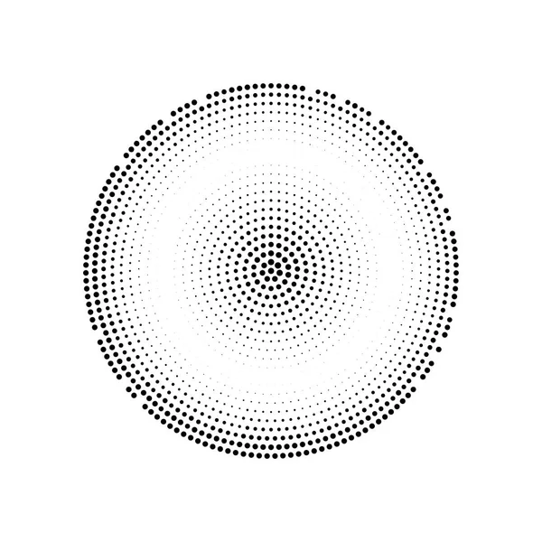 Círculo de medias tintas. Explosión punteada de gradiente vectorial. Plantilla grunge en blanco y negro — Archivo Imágenes Vectoriales